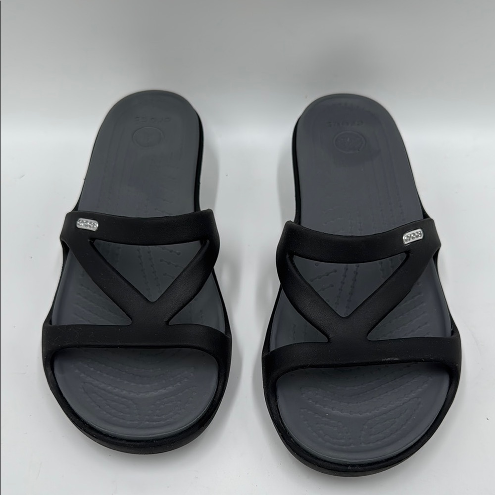 CROCS Black Sandals with Contoured Footbed and Slip-On Design